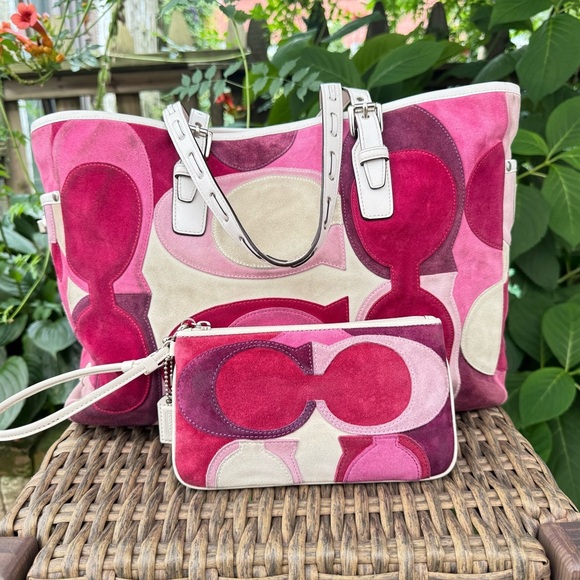 Coach Pink and Cream Tote and Clutch Set - Picture 3 of 6